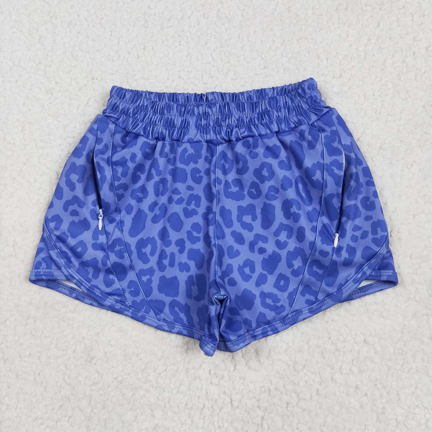 RTS NO MOQ SS0466 Blue leopard print yoga shorts