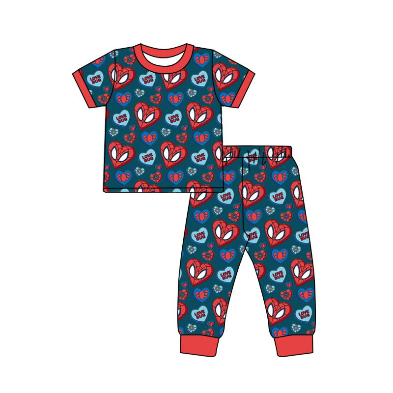 Custom moq 3 eta 7/8week moq 5 eta /4/5week love cartoon Short Sleeve Pants Set