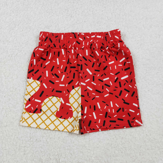 RTS NO MOQ（In Stock) SS0637 Waffle ice cream long shorts with red pockets