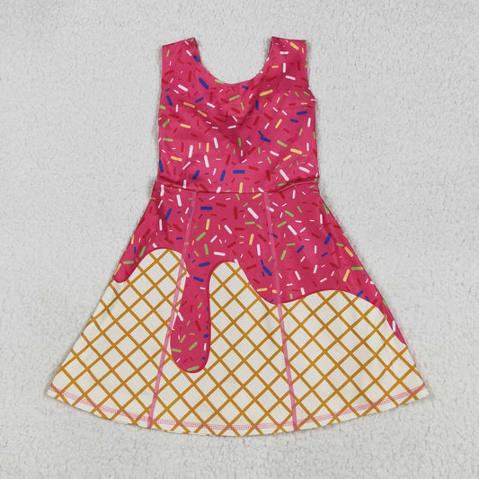 RTS NO MOQ（In Stock) GSD2747 Waffle ice cream rose red yoga sleeveless dress