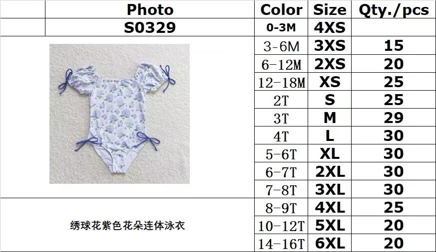 RTS no moq S0329 Hydrangea purple flower one-piece swimsuit