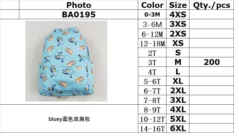 rts no moq BA0195 cartoon dog Blue Backpack