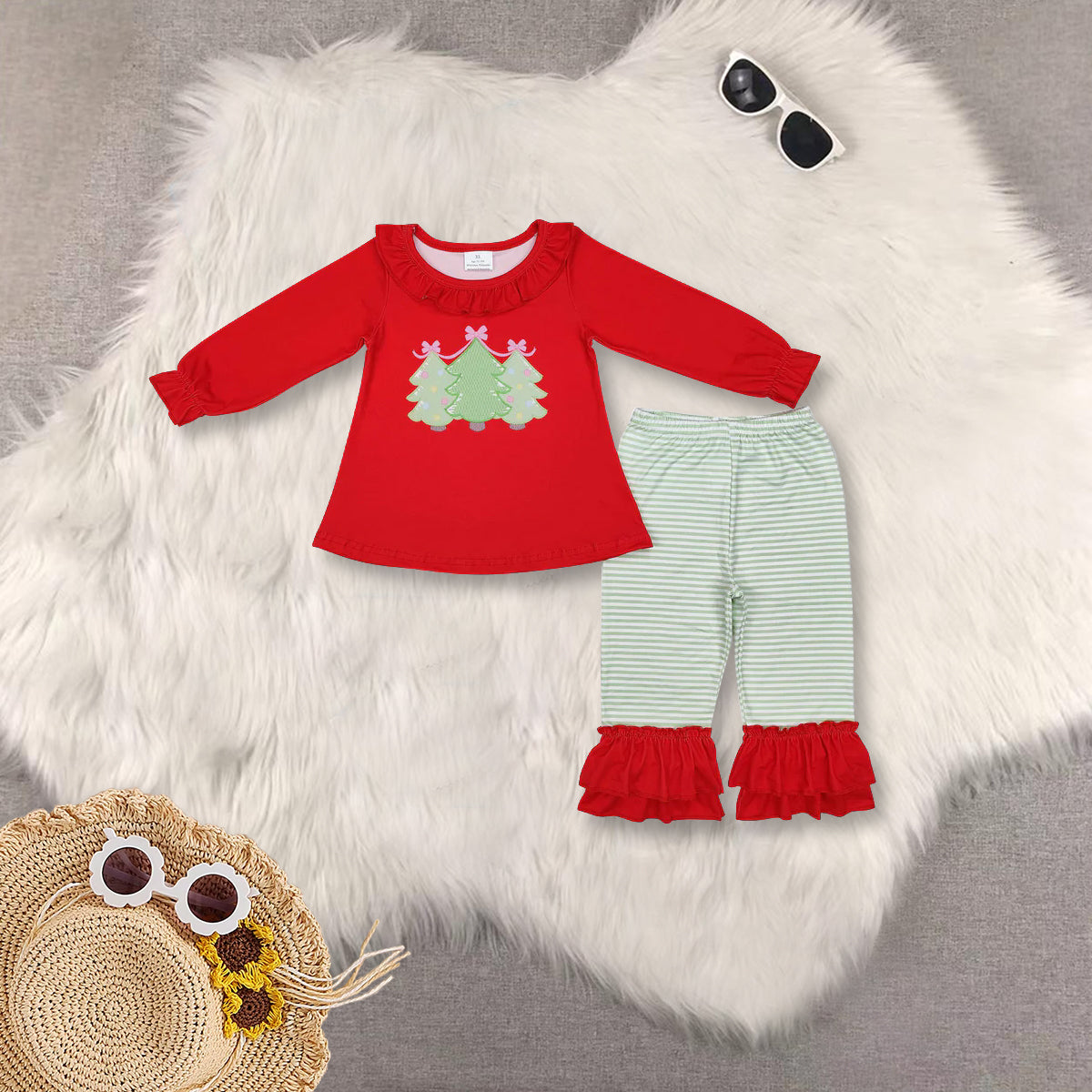 RTS NO MOQ baby girl clothes Christmas long sleeve Rompers Clothes Sets