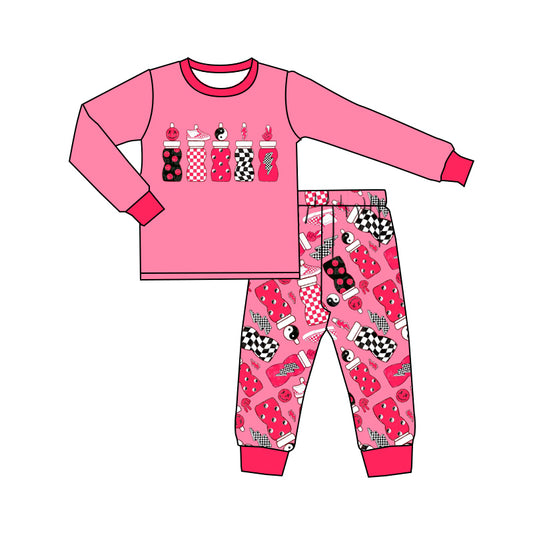 Custom moq 3 eta 7/8week moq 5 eta /4/5week Christmas smiley rose red Long Sleeve pants Suit