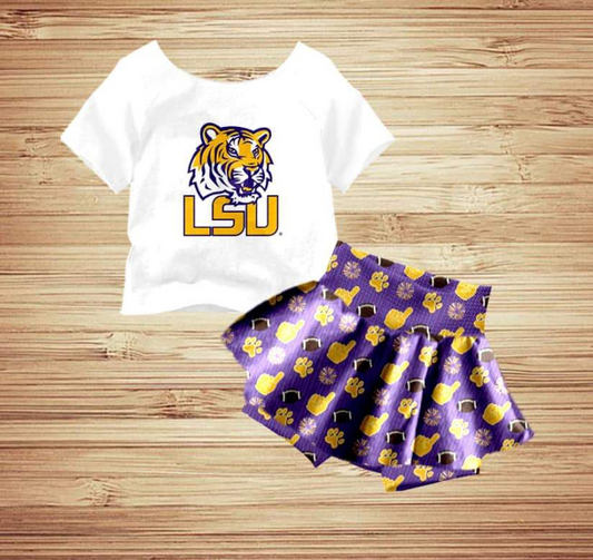 baby girls clothes team tiger white short sleeve purple boxer briefs summer outfit