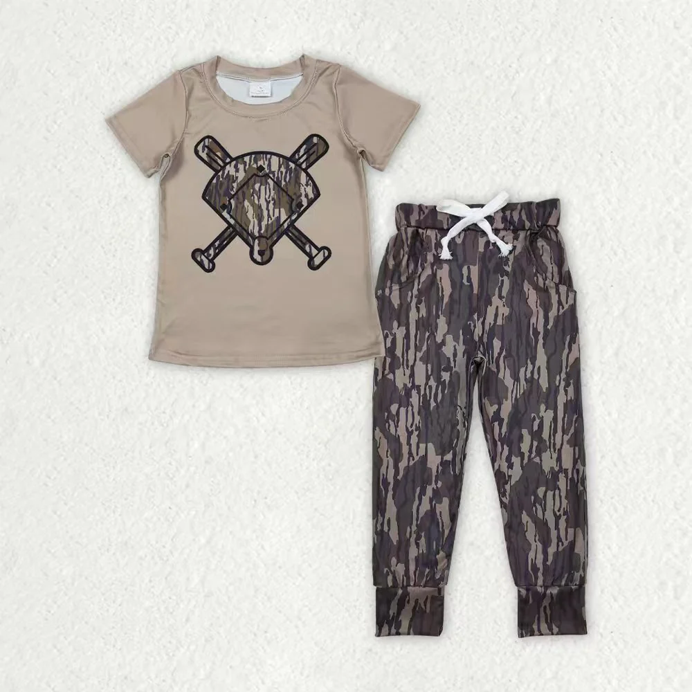 RTS NO MOQ Sibling Baby boy clothes camouflage short-sleeved pants sets
