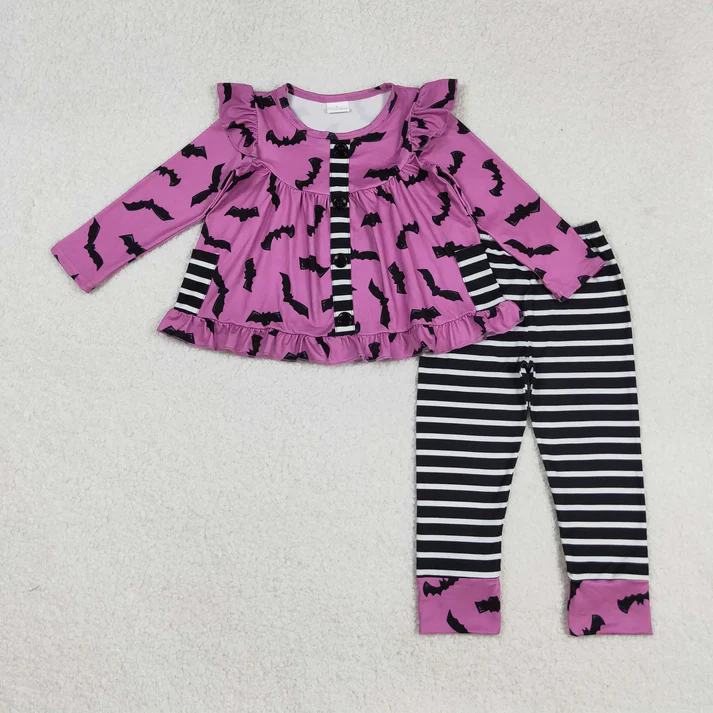 RTS NO MOQ Sibling baby girl clothes Halloween bow long sleeve pants Sets