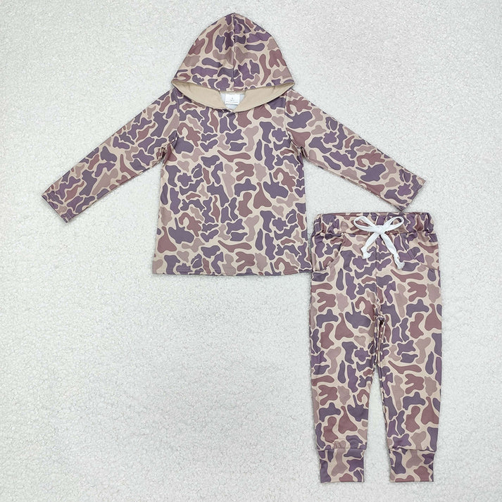 RTS NO MOQ BLP0139+GLP0344 Baby Girls and Boys camouflage hooded Long Sleeve Pants Set