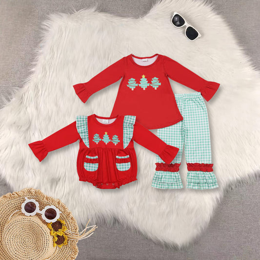 RTS NO MOQ baby girl clothes Christmas long sleeve Rompers Clothes Sets