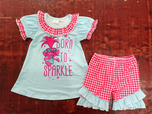 custom moq 5 eta 4-6weeks summer team baby girls clothes rose red short sleeve pink shorts sets