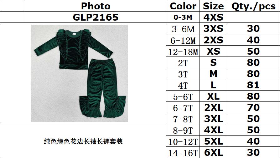 RTS NO MOQ ETA 5/7days Arrived GLP2165 Pure green lace long-sleeved pants suit