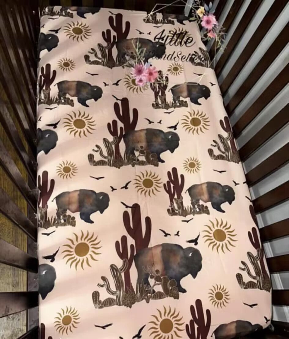 moq 3  eta  6-8weeks Summer Wholesale baby kids catcus Crib sheet