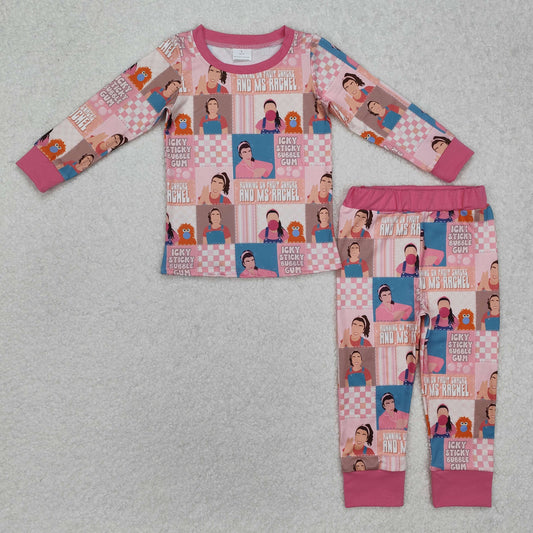 RTS NO MOQ ETA 5/7days Arrived GLP2281 rachel plaid pink long-sleeved trousers pajama set