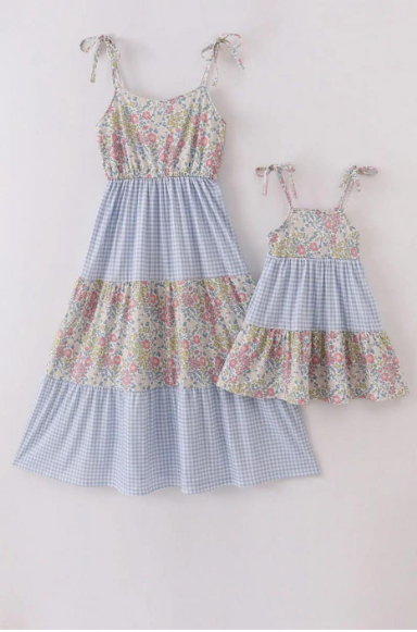 Custom summer baby girls clothes floral short sleeve dress and adult dress