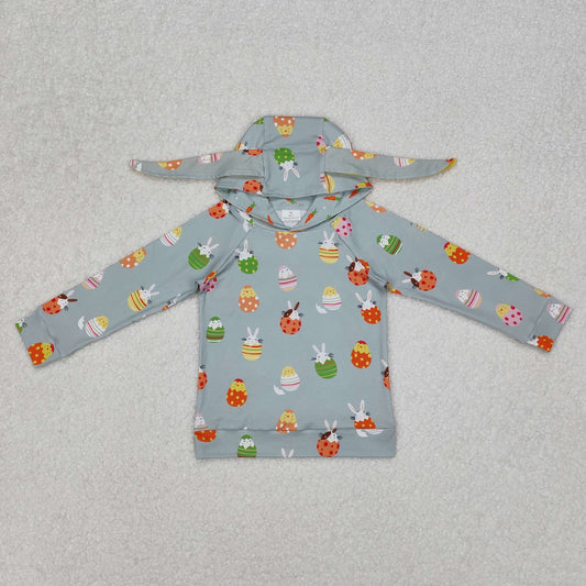 RTS NO MOQ ETA 5/7days Arrived BT1136 Easter bunny ear egg blue green hooded long sleeve top