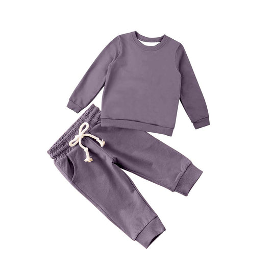 custom moq 3 cotton fabric eta 7-8weeks Purple long-sleeved trousers suit