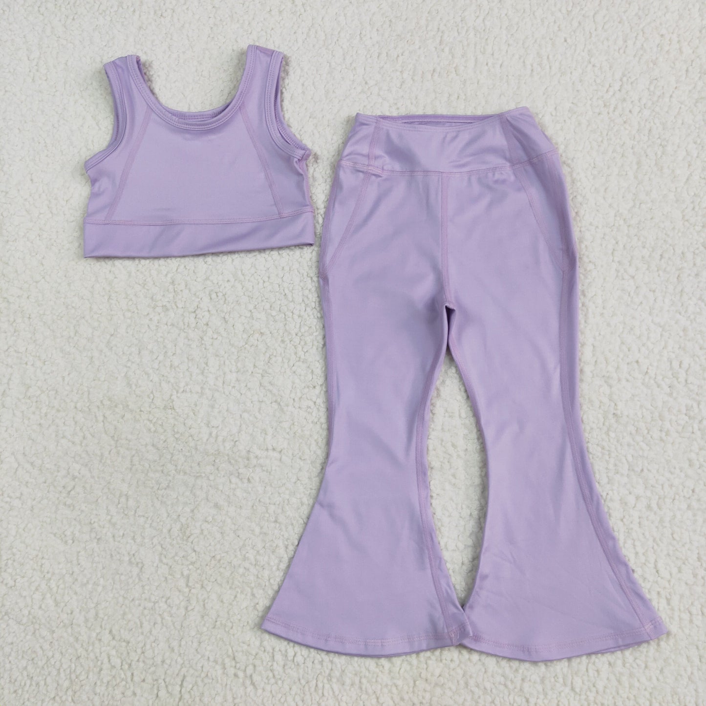 RTS NO MOQ GSPO2006 Pure purple vest pants yoga set
