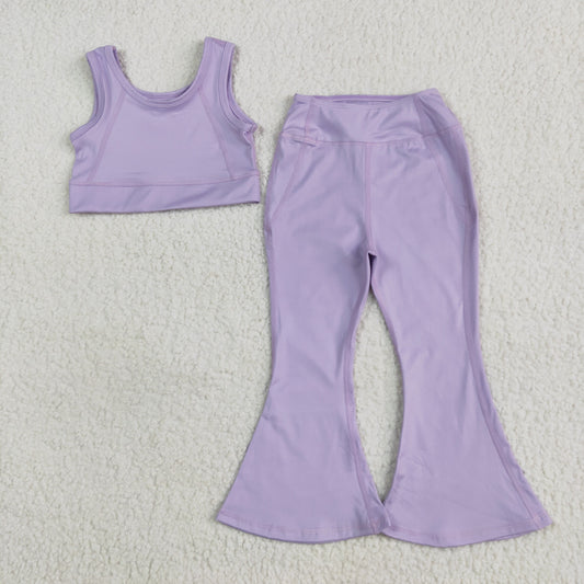 RTS NO MOQ GSPO2006 Pure purple vest pants yoga set