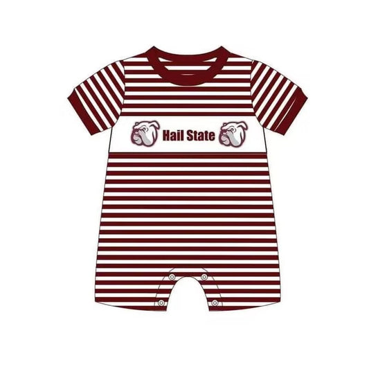 custom moq 5 eta 6-7weeks Summer baby boys clothes brick red striped short sleeve romper