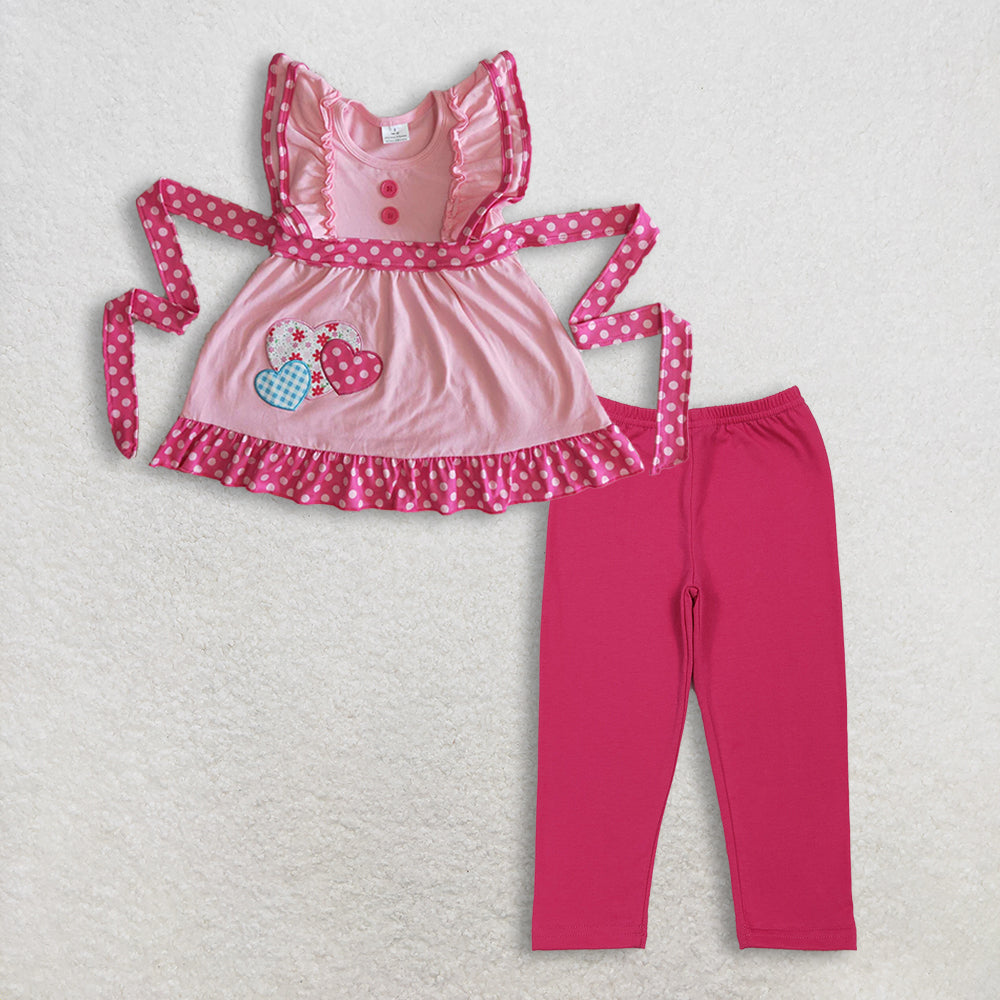 RTS NO MOQ B13-15 + P0958 Embroidered Valentine's Day Dress and Trousers Set