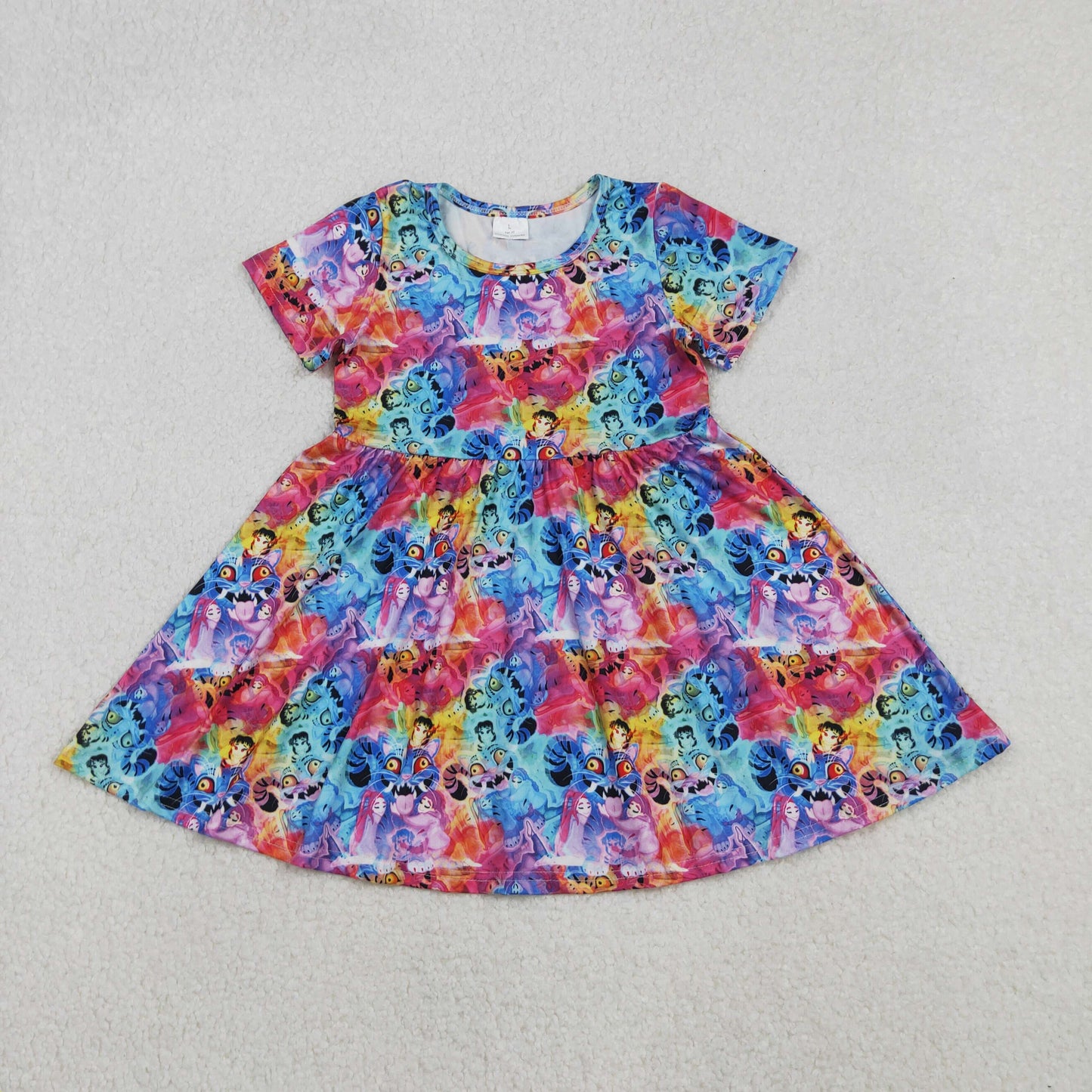RTS NO MOQ（In Stock) GSD2920 Kpop Cartoon Colorful Short-Sleeve Dress
