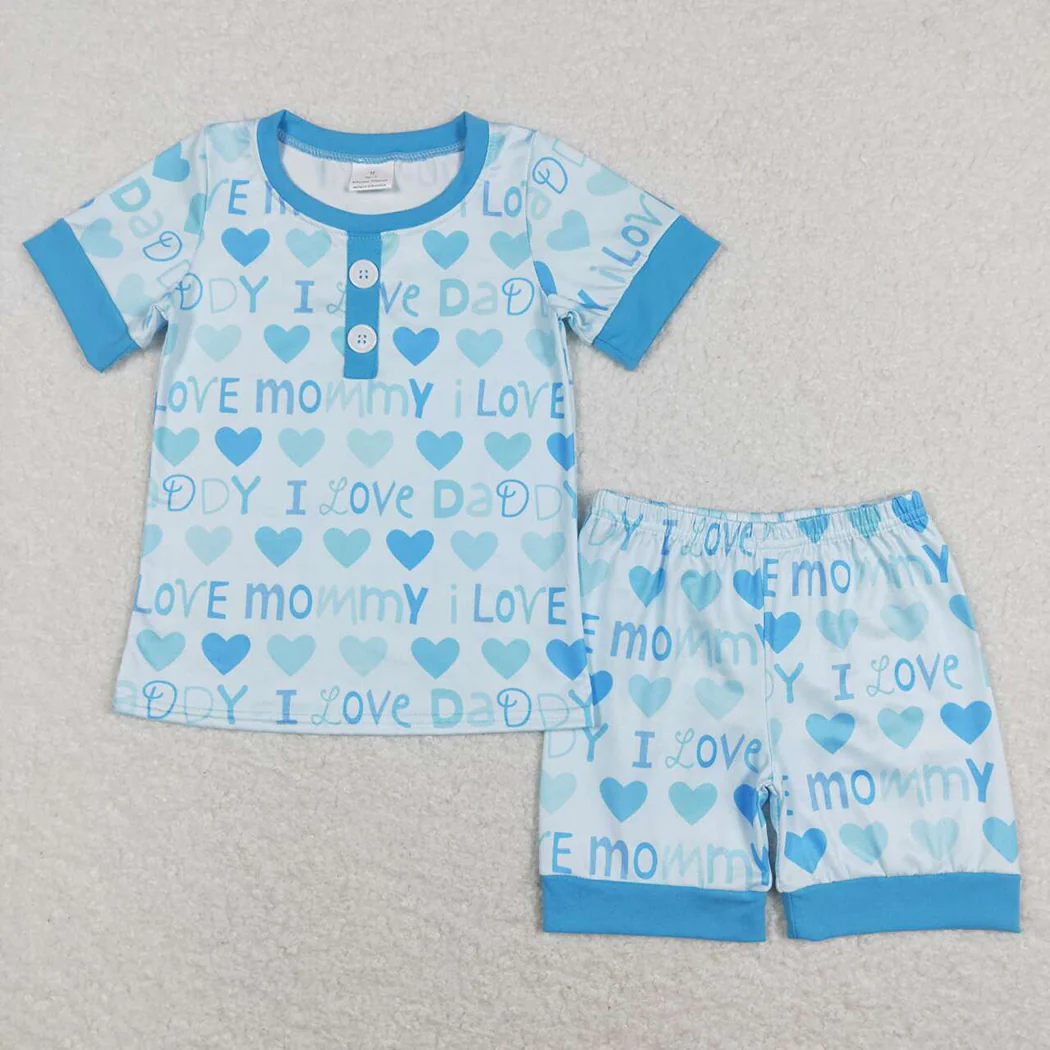 Baby Girls Boys I Love Mom Dad Sibling Shirts Shorts Pajamas Clothing Sets