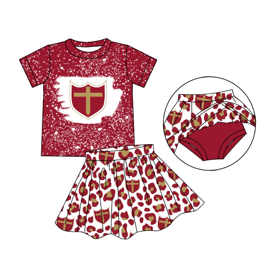 custom moq 3 eta 6-7weeks team summer baby girls clothes short sleeve skirts sets