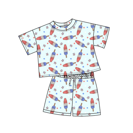 Deadline: May 20 Custom no moq baby girls pajamas july 4th Sets