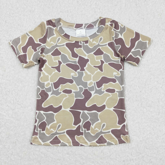 BT0622 Camouflage brown and green short-sleeved top