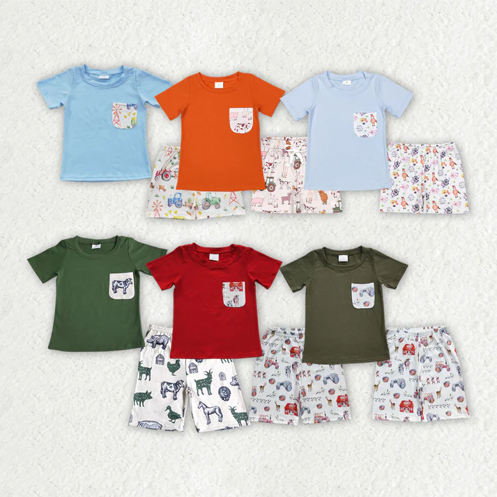 RTS NO MOQ baby boys Clothes short sleeve shorts Sets