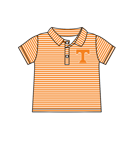 custom moq 3 eta 6-8weeks baby boy clothes team orange striped short sleeve top-25.4.29