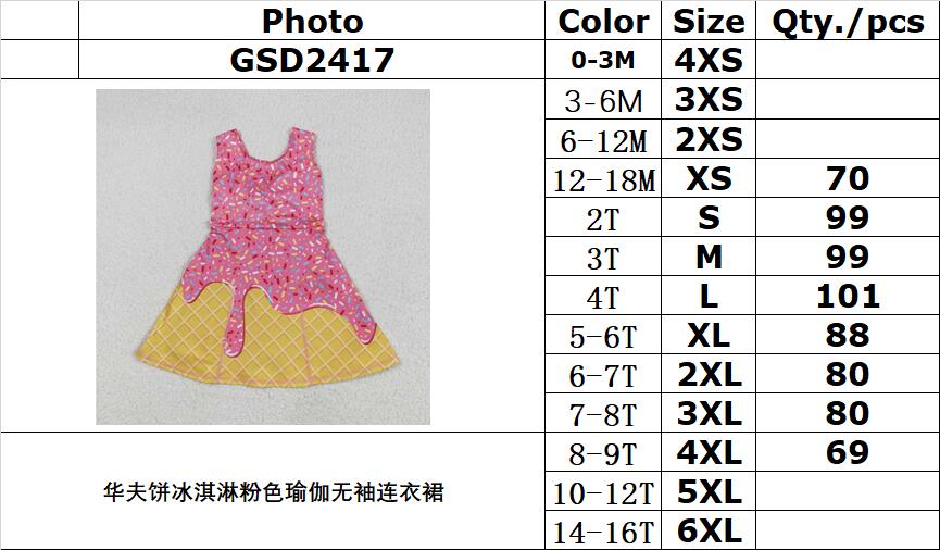 RTS no moq GSD2417 Waffle Ice Cream Pink Yoga Sleeveless Dress