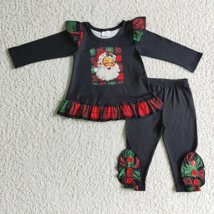 RTS NO MOQ Sibling baby girl clothes Christmas bow long sleeve pants Sets