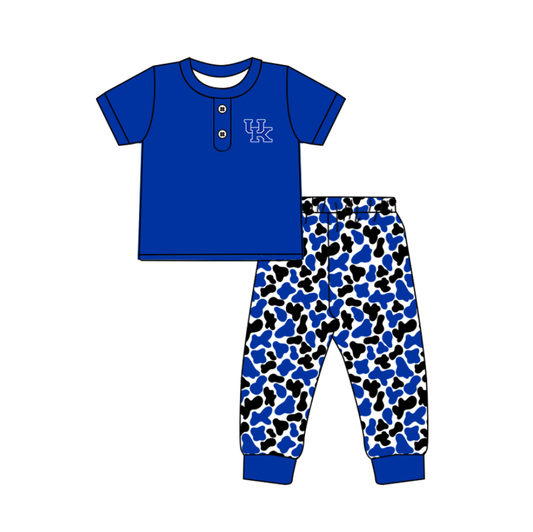 Custom moq 5 mix size milk silk summer teams baby boys clothes camouflage blue short sleeve pants sets-25.11.25