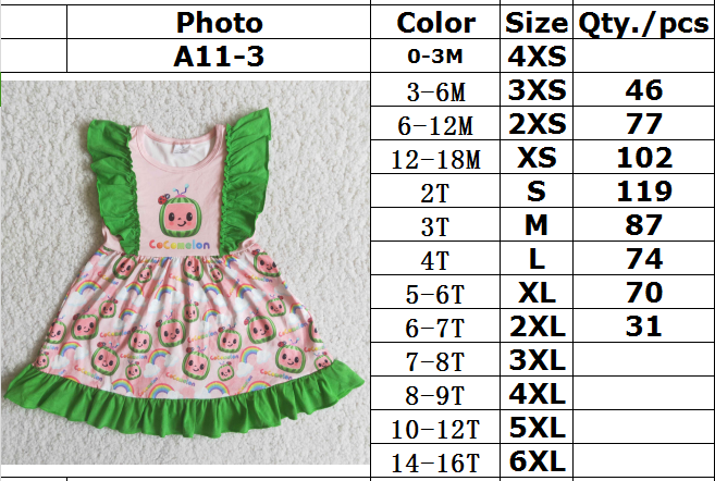 A11-3 Rainbow coco green lace swing skirt