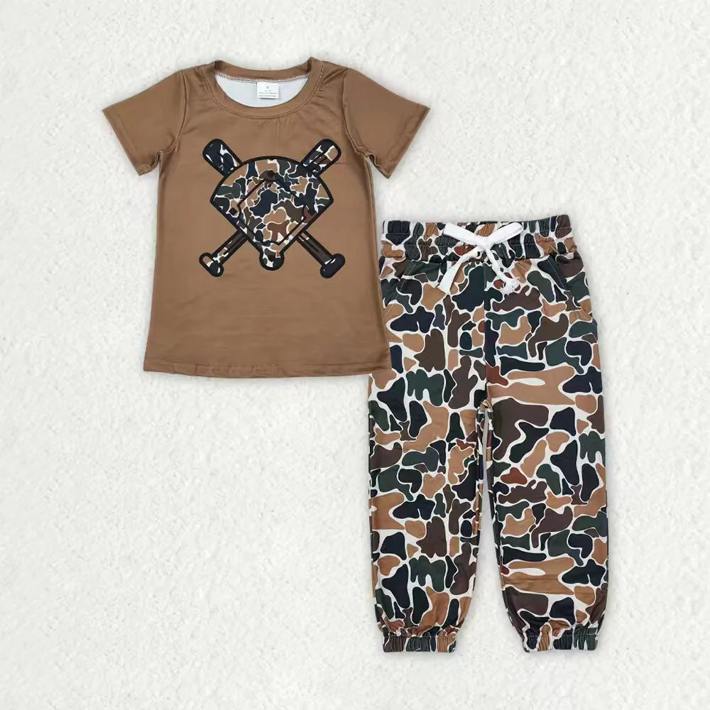RTS NO MOQ Sibling Baby boy clothes camouflage short-sleeved pants sets