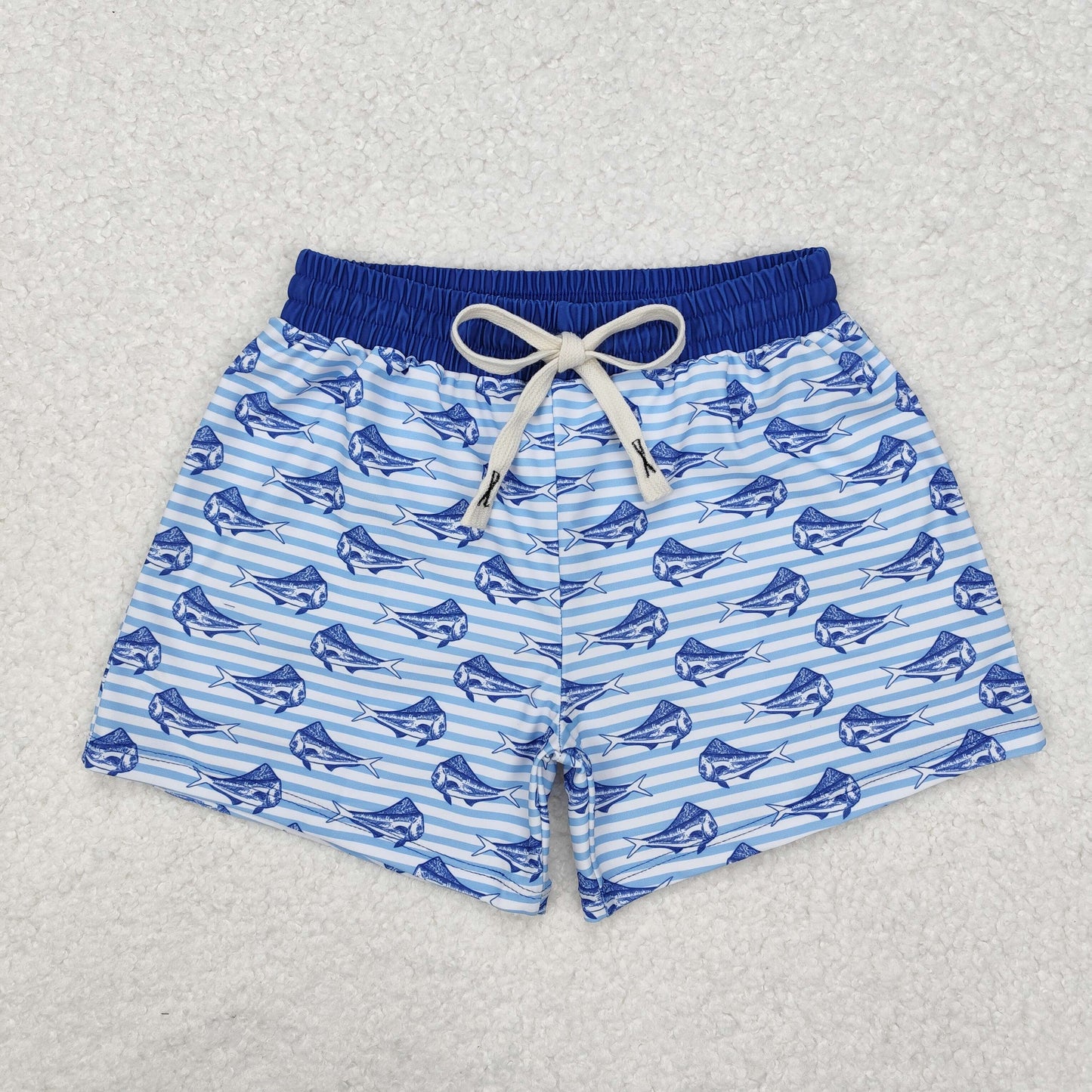 RTS NO MOQ ETA 5/7days Arrived S0172 Fish stripe blue and white swimming trunks