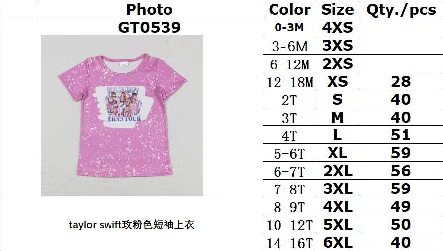 rts no moq GT0539 taylor swift rose pink short-sleeved top