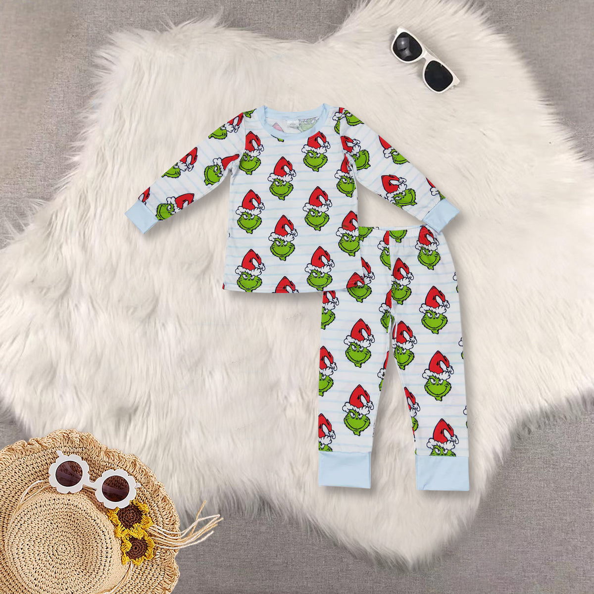 RTS NO MOQ baby boy clothes bamboo Christmas long sleeve Rompers Clothes Sets