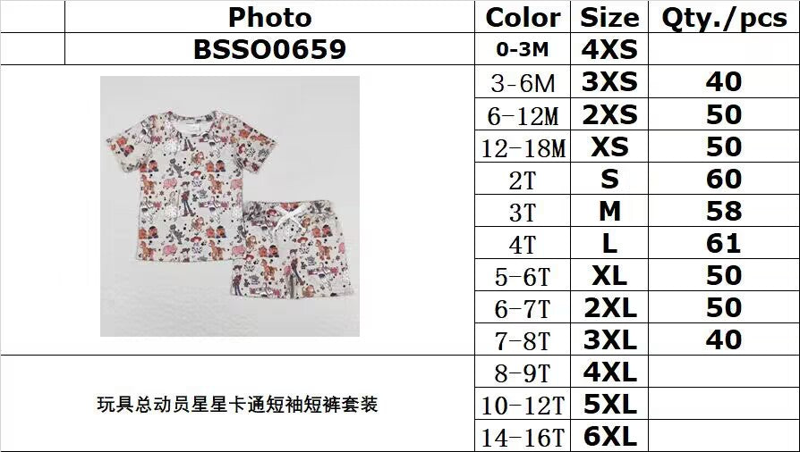 rts no moq BSSO0659 Toy Story Star Cartoon Short Sleeve Shorts Set