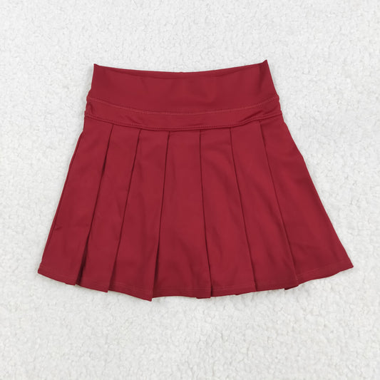 RTS NO MOQ（In Stock) GLK0124 Plain dark red yoga skirt