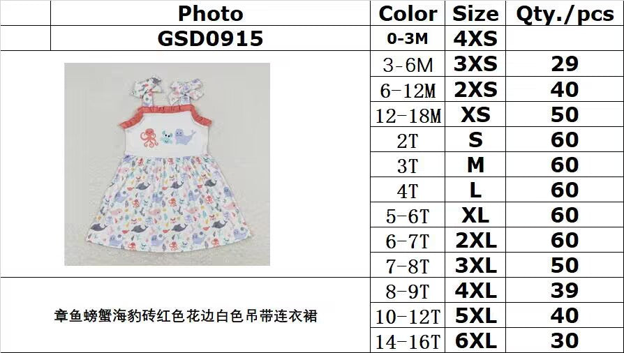 GSD0915 Octopus crab seal brick red lace white slip dress