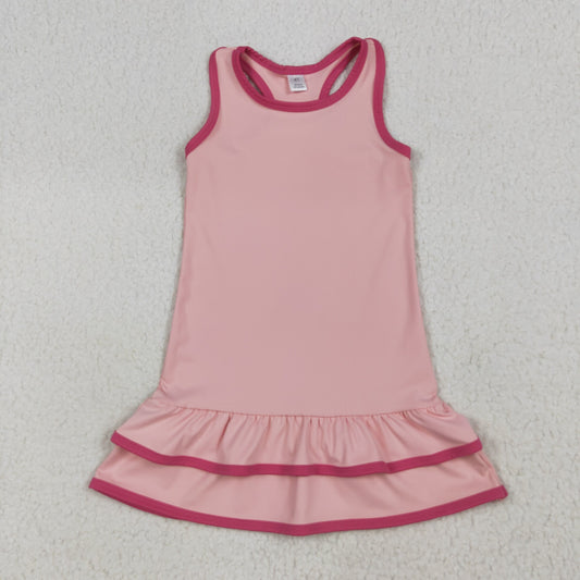RTS NO MOQ（In Stock) GSD2630 Pure pink yoga sleeveless dress