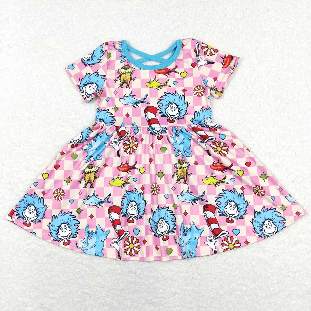 Baby Girls Pink Checkered Dr Reading Sibling Designs Clothes Sets