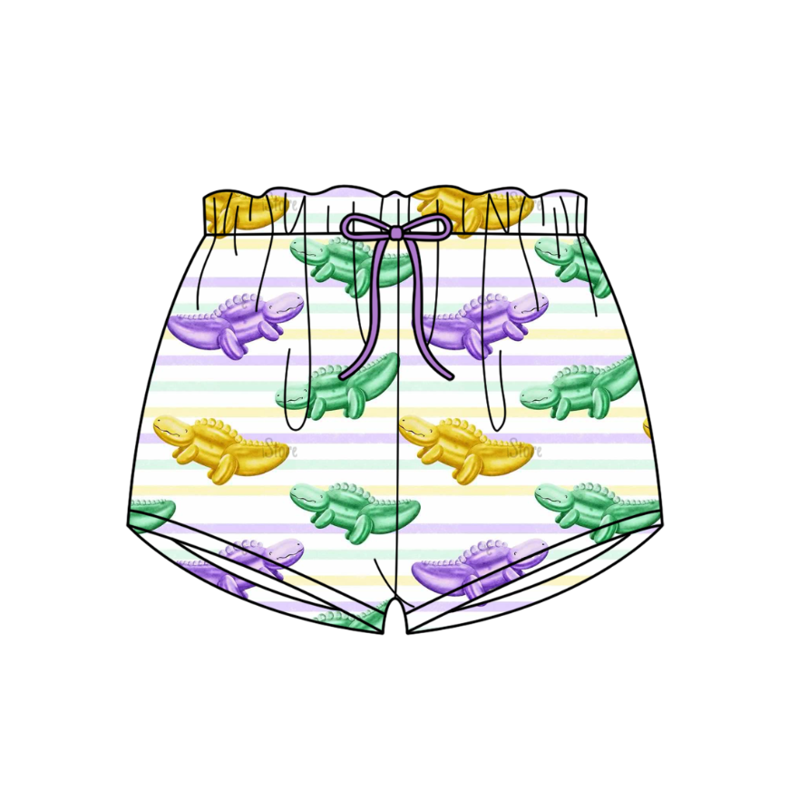 Carnival Dinosaur Mardi Gras summer shorts  boys