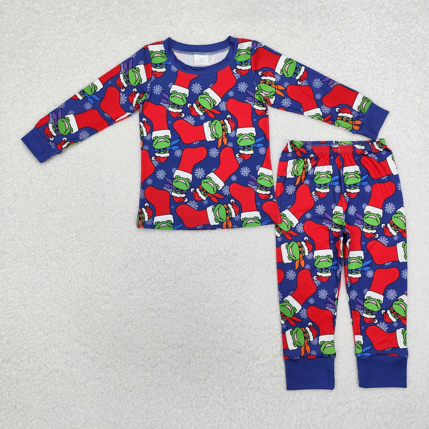 RTS NO MOQ ETA 5/7days Arrived BLP0870 Cartoon Ninja Turtles socks blue long-sleeved pants pajamas set