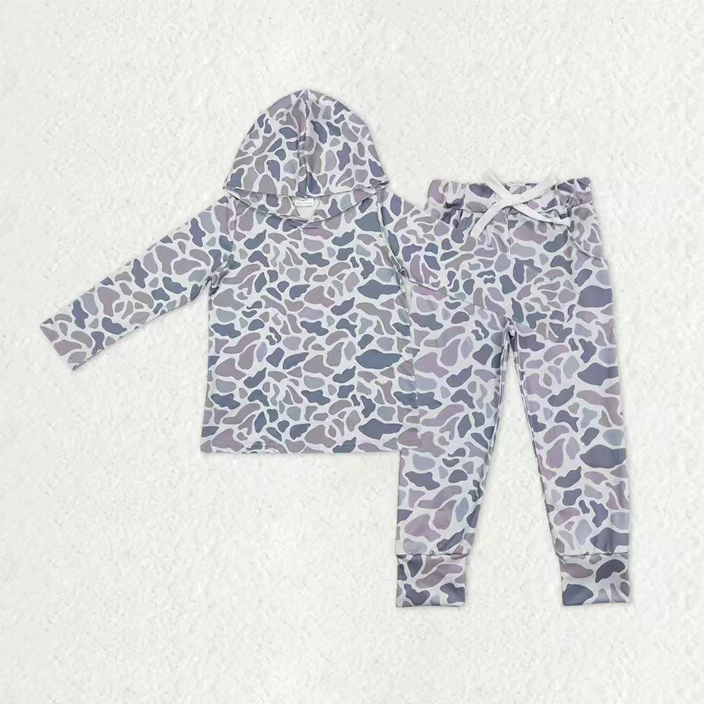 RTS NO MOQ Sibling baby boys clothes camouflage hooded long-sleeved pants sets
