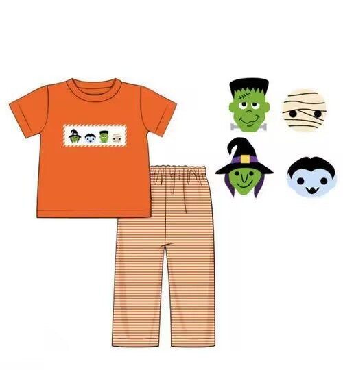 custom moq 5 eta 5-6weeks baby boys clothes ghost orange short sleeve Pants Sets