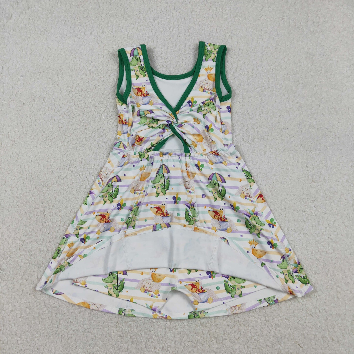 RTS NO MOQ（In Stock) Carnival Crocodile Colorful Striped Yoga Sleeveless Dress