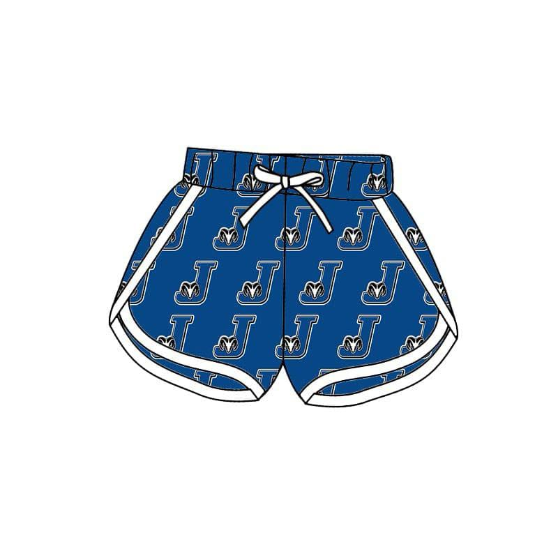 custom moq 3 eta 6-8weeks school colors are royal blue, white, silver. Joaquin Rams.summer shorts